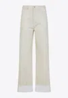 Bottega Veneta Stone Washed Jeans With Cuffs In White