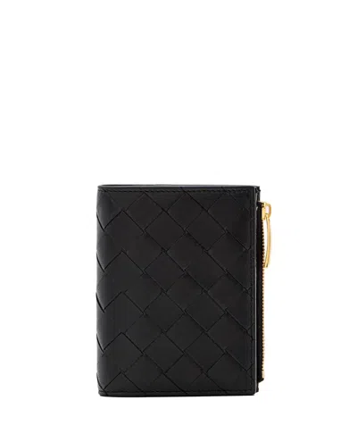 Bottega Veneta Intrecciato Pattern Leather Card Holder In Black