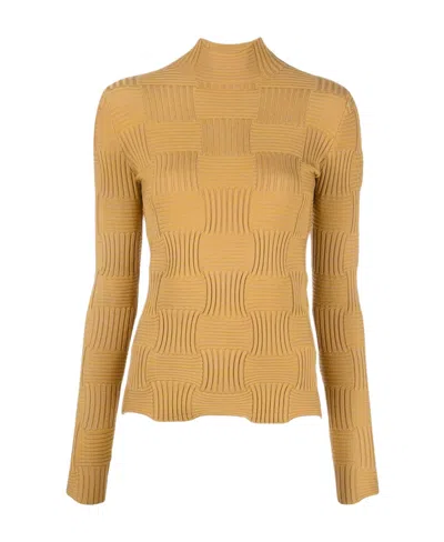 Bottega Veneta Intrecciato-patterned Wool-blend Jumper In Nude