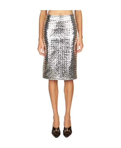 Bottega Veneta Intrecciato Pencil Skirt In Multicolor