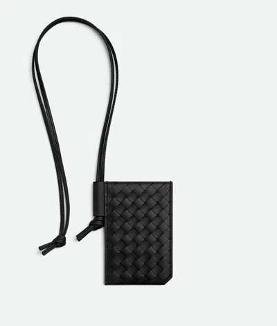 Bottega Veneta Intrecciato Piccolo Badge Holder In Black