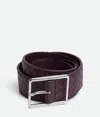 Bottega Veneta Calfskin Intrecciato Piccolo Belt In Purple