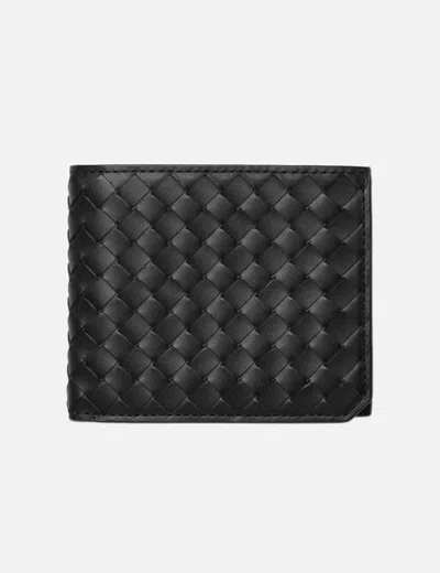 Bottega Veneta Intrecciato Piccolo Bi-fold Wallet In Black