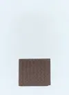 Bottega Veneta Small Double Folding Wallet With Change Purse In Brown