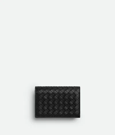 Bottega Veneta Intrecciato Piccolo Business Card Case In Black