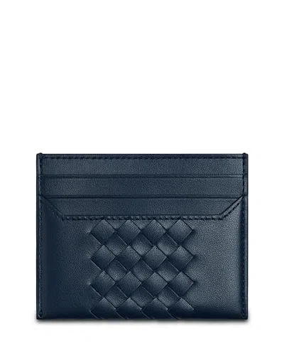 Bottega Veneta Piccolo Intrecciato Leather Card Case In Blue