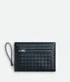 Bottega Veneta Men Woven Document Holder With Strap In Black
