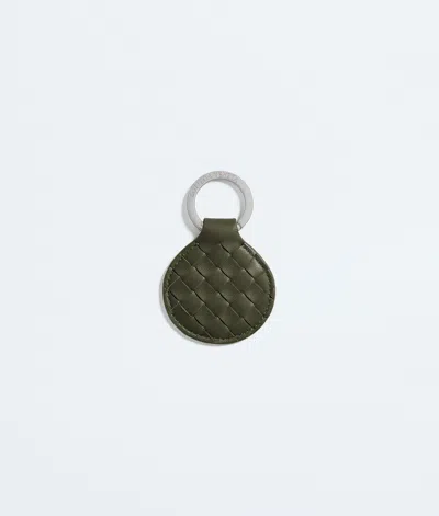 Bottega Veneta Intrecciato Piccolo Round Key Ring In Bark Green