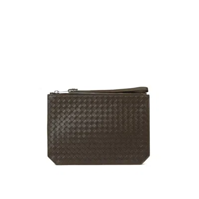 Bottega Veneta Intrecciato Piccolo Standing Pouch In Brown