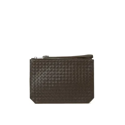 Bottega Veneta Intrecciato Piccolo Standing Pouch In Brown