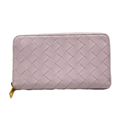 Pre-owned Bottega Veneta Intrecciato Pink Leather Long Wallet (bi-fold) ()