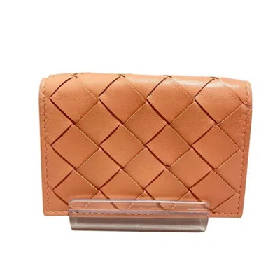 Pre-owned Bottega Veneta Intrecciato Pink Leather Wallet (bi-fold) ()