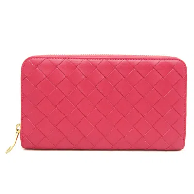 Pre-owned Bottega Veneta Intrecciato Pink Leather Wallet  ()