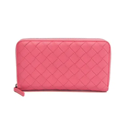 Pre-owned Bottega Veneta Intrecciato Pink Leather Wallet  ()