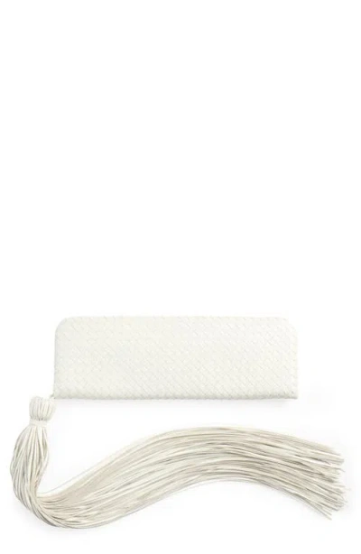 Bottega Veneta Intrecciato Plume Leather Clutch In White