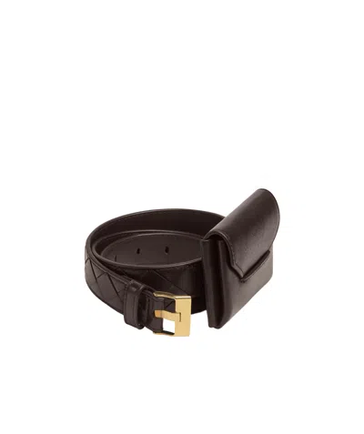 Bottega Veneta Ceinture Avec Pochette Intrecciato Watch In Brown