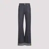 Bottega Veneta High-waisted Flared Denim Jeans With Contrasting Stitching In Blue