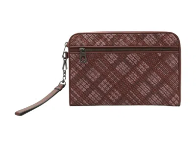 Pre-owned Bottega Veneta Intrecciato Polka Dot Document Case Wristlet In Purple