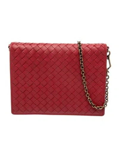 Pre-owned Bottega Veneta Intrecciato Portfolio In Red