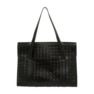 Bottega Veneta Intrecciato Portofolio In Black