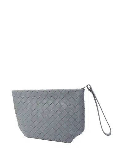 Pre-owned Bottega Veneta Intrecciato Pouch Bag In Gray