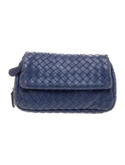 Pre-owned Bottega Veneta Intrecciato Pouch In Blue