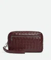 Bottega Veneta Intrecciato Pouch With Wrsitlet In Madder Brown