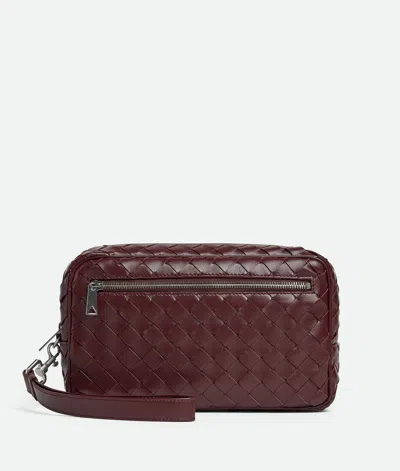 Bottega Veneta Intrecciato Pouch With Wrsitlet In Madder Brown