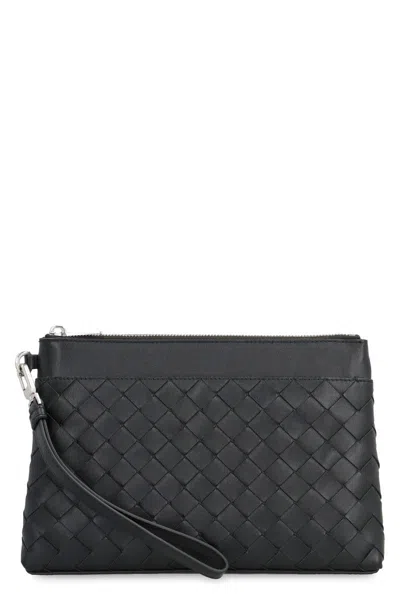 Bottega Veneta Intrecciato Prism Pouch In Black