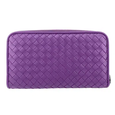 Pre-owned Bottega Veneta Intrecciato Purple Intrecciato Long Wallet (bi-fold) ()