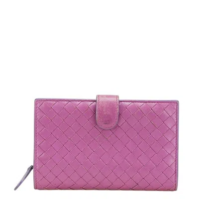 Pre-owned Bottega Veneta Intrecciato Purple Leather Wallet (bi-fold) ()