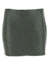 Bottega Veneta Intrecciato Raffia Mini Skirt In Green