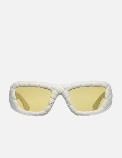 Bottega Veneta Intrecciato Rectangular Sunglasses In Metallic
