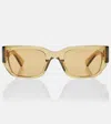 Bottega Veneta Intrecciato Rectangular Sunglasses In Gold