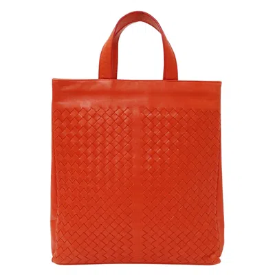 Pre-owned Bottega Veneta Intrecciato Red Color Intrecciato Leather Tote Bag ()
