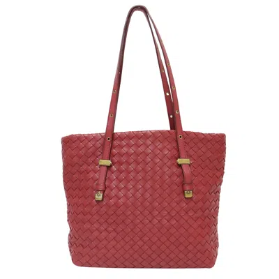Bottega Veneta Intrecciato Red Leather Tote Bag ()