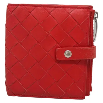 Pre-owned Bottega Veneta Intrecciato Red Leather Wallet  ()