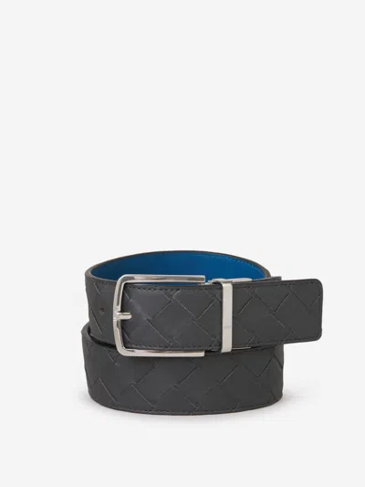 Bottega Veneta Intrecciato Reversible Belt In Gray