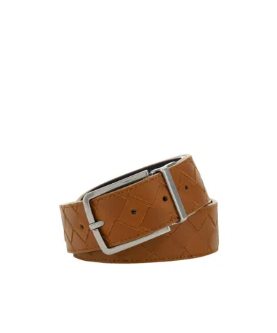 Bottega Veneta Intrecciato Reversible Belt In Brown