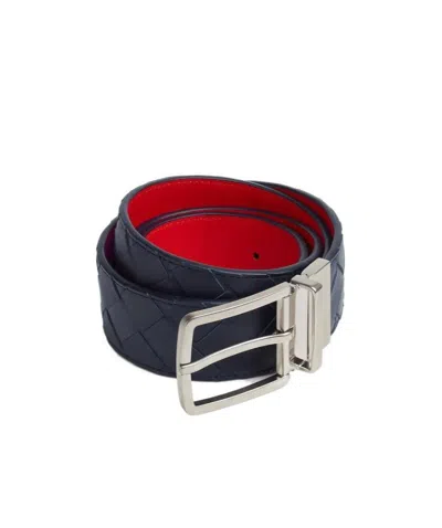 Bottega Veneta Intrecciato Reversible Leather Belt In Black