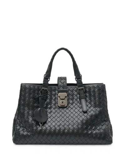 Pre-owned Bottega Veneta Intrecciato Roma Tote Bag In Black