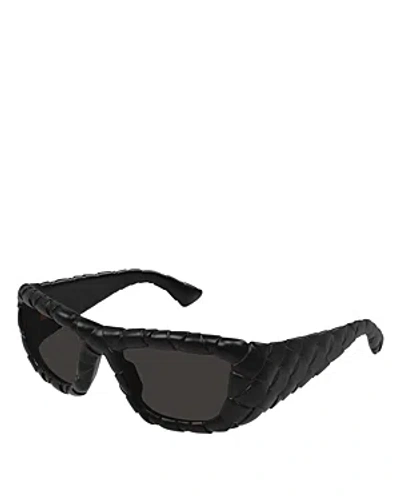 Bottega Veneta Intrecciato Round Sunglasses, 56mm In Black/gray Solid