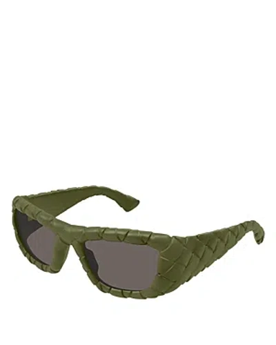 Bottega Veneta Intrecciato Round Sunglasses, 56mm In Green