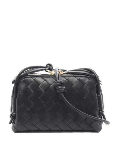 Pre-owned Bottega Veneta Intrecciato Shoulder Bag In Black