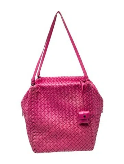 Pre-owned Bottega Veneta Intrecciato Shoulder Bag In Pink