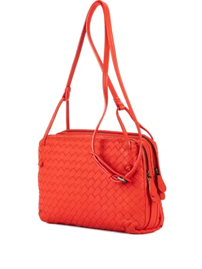 Pre-owned Bottega Veneta Intrecciato Shoulder Bag In Red