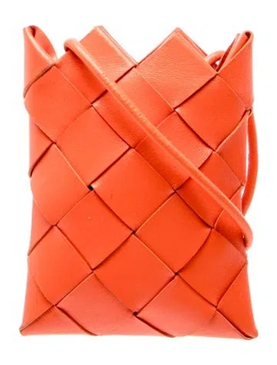 Pre-owned Bottega Veneta Intrecciato Shoulder Pouch Mini In Orange