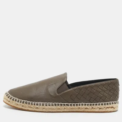 Pre-owned Bottega Veneta Intrecciato Size 38 Brown Leather Espadrille Flats