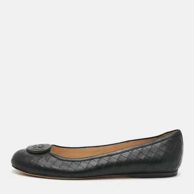 Pre-owned Bottega Veneta Intrecciato Size 40 Black Leather Ballet Flats