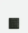 Bottega Veneta Intrecciato Slim Bi-fold Wallet In Argentnero